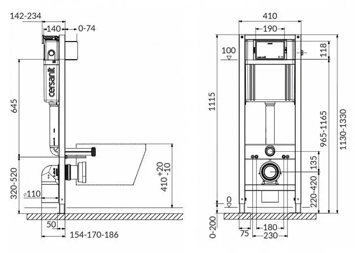 Інсталяція Cersanit AQUA 22 QF з кнопкою INTERA + унітаз MODUO із сидінням Slim 30412 - фото 8