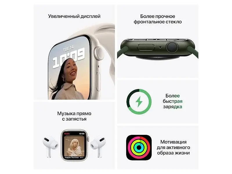 Смарт-годинник Apple Watch Series 7 GPS 45mm Midnight Aluminum Case With Midnight Sport Band (MKN53) - фото 8