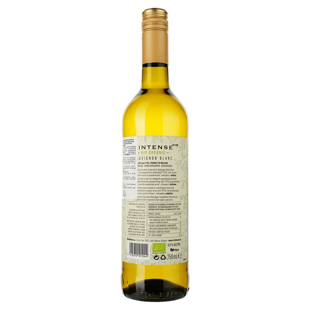Вино Vintense Sauvignon Blanc Bio, безалкогольне, біле, 0,75 л - фото 2