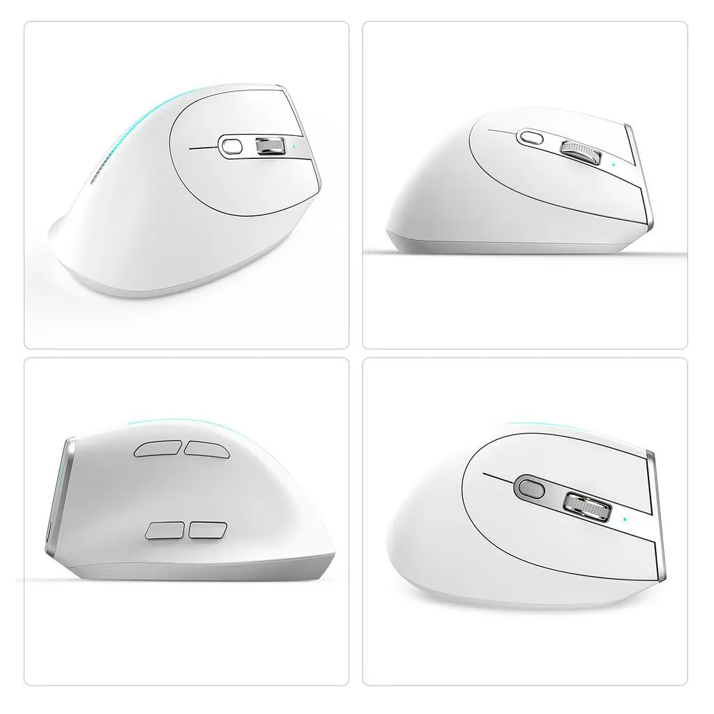 Вертикальна миша бездротова Zelotes F-36 з акумулятором та RGB підсвічуванням 2,4G+Bluetooth White - фото 4