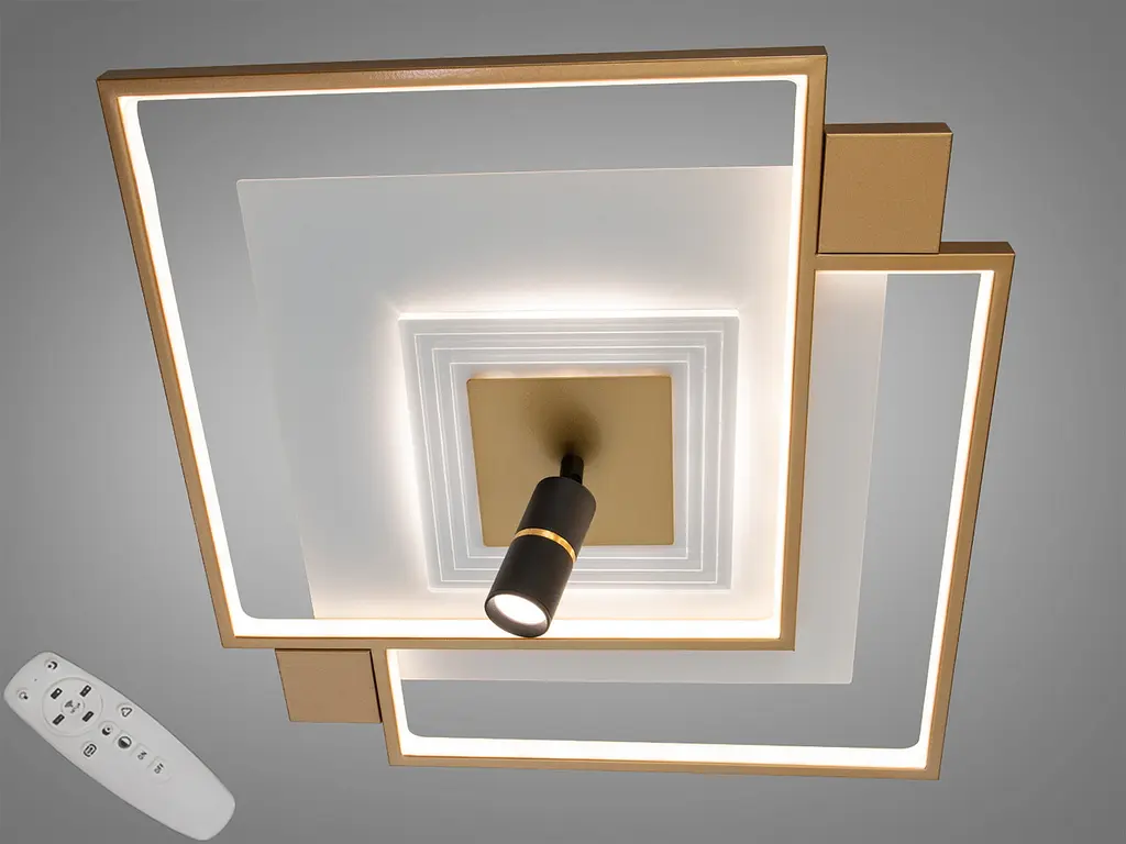 Сучасна LED люстра Diasha 5533WH+G dimmer біло-золота 70W з поворотним механізмом - фото 2