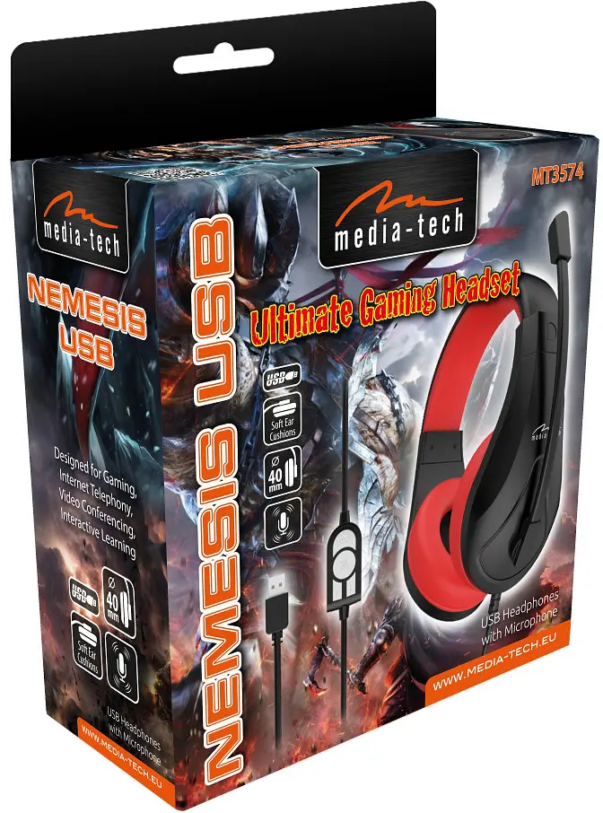 Гарнітура Media-Tech NEMESIS USB, Чорний-Червоний - фото 9