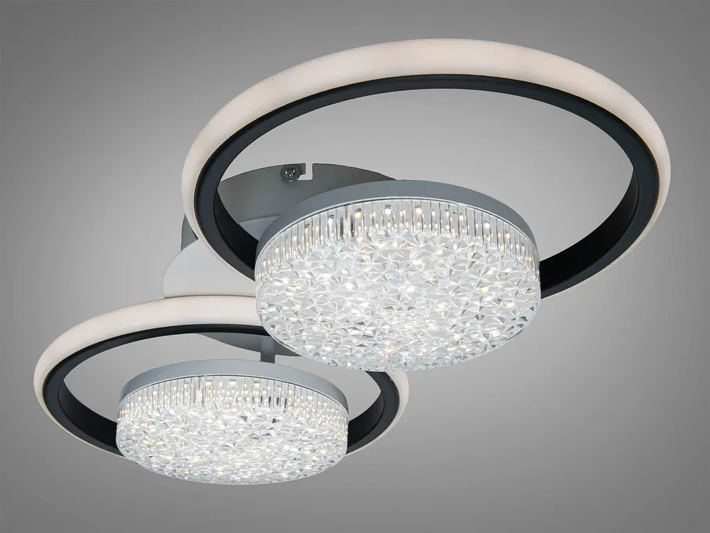 Стильна LED-люстра Diasha 2561WH+BK DIMMER 58W, 3190 lm, 52x25 см з пультом - фото 3