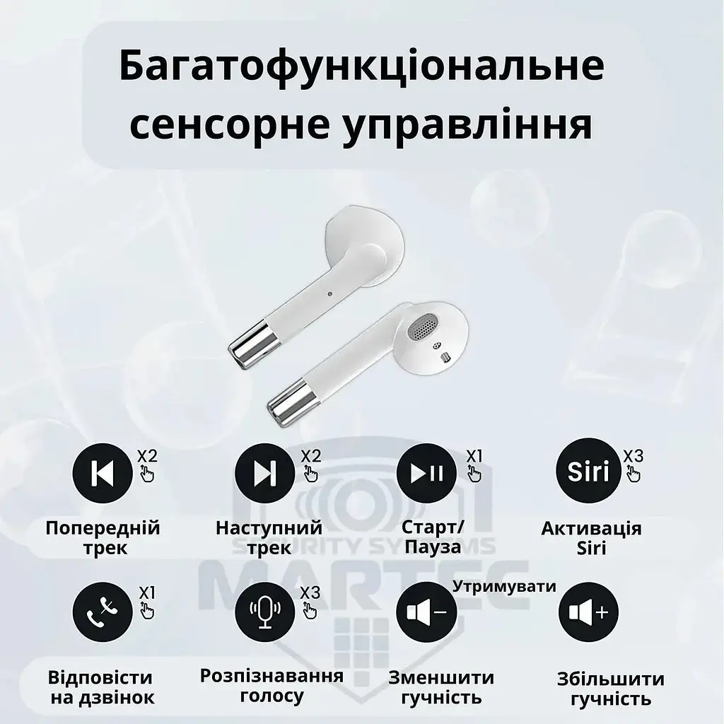 Бездротові навушники АР19 сенсорні Bluetooth Білі - фото 5