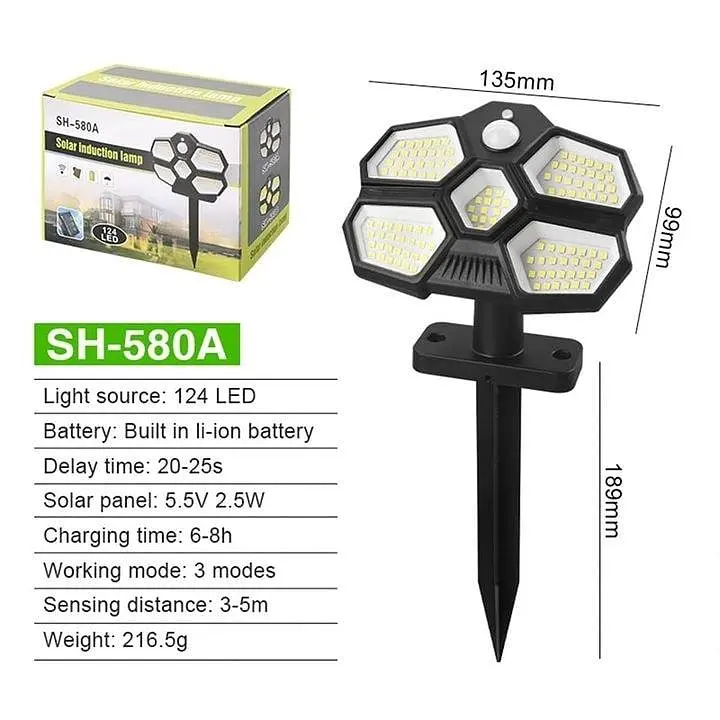 Вуличний світильник Solar Induction Lamp SH-580A • LED ліхтар із сонячною панеллю та датчиком руху - фото 4
