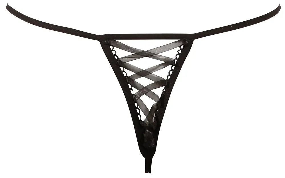 Трусики-стринги String Rose Crotchless M/L черный - фото 5