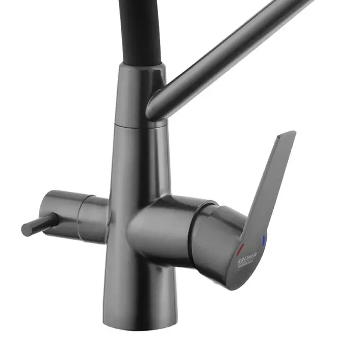 Змішувач для кухні з підключенням до фільтра Kroner KRP Edelstahl Klassisch - PVD03817BLK (CV031898) - фото 5