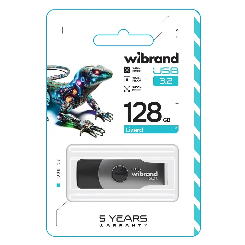 USB флеш накопичувач Wibrand 128GB Lizard Black USB 3.2 Gen 1 (USB 3.0) (WI3.2/LI128P9B) - фото 3