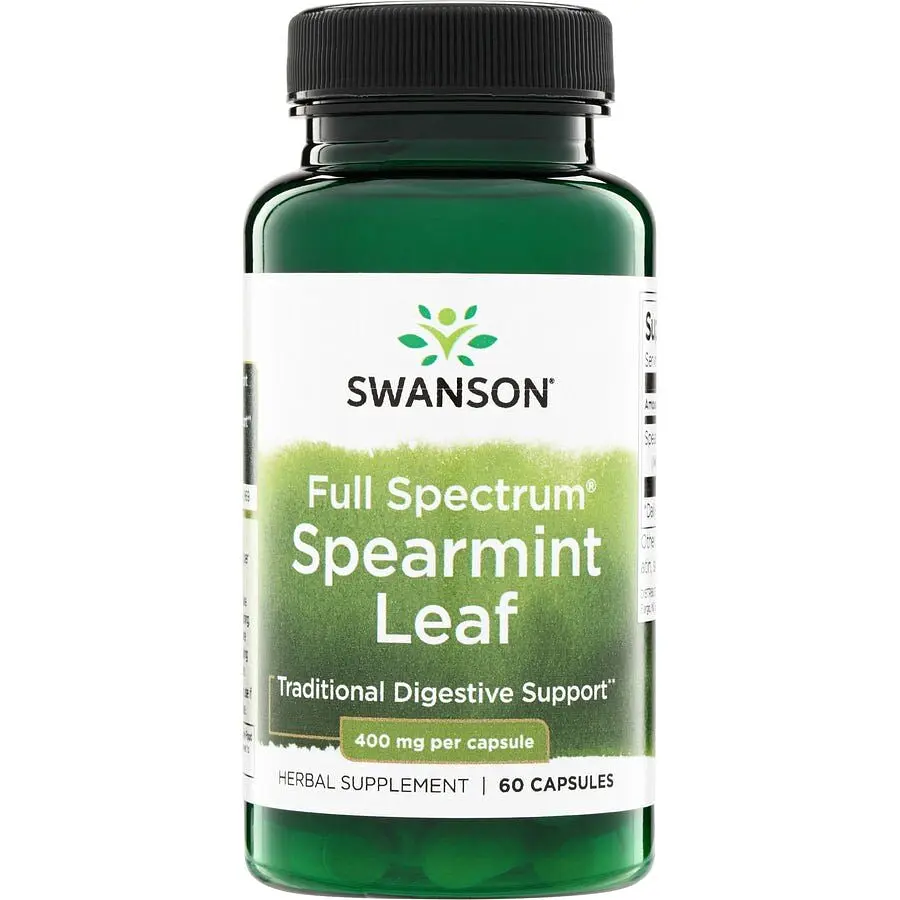 Листя м’яти колосистої Swanson Spearmint Leaf 400 mg Full Spectrum, 60 капсул