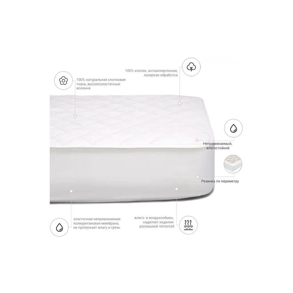 Наматрацник MirSon 954 Natural Line Стандарт Eco 180x190 см (2200000839237) - фото 3
