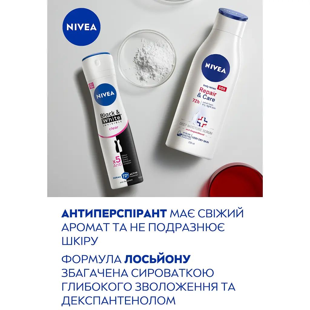 Набор женский Nivea Caring Moment 2024: Лосьон для тела 250 мл. + Антиперспирант Черное и Белое невидимый 150 мл - фото 5