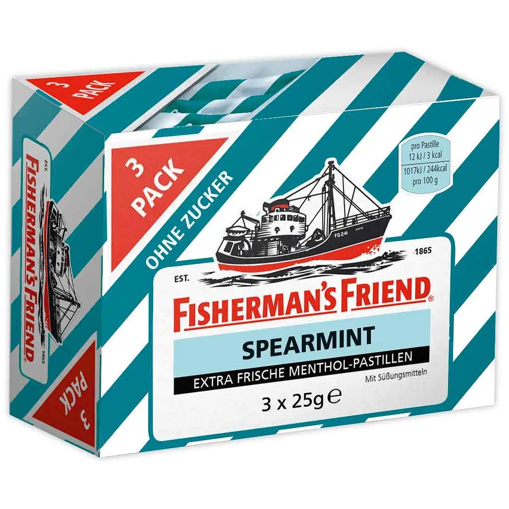 Набір льодяників Fisherman's Friend Spearmint без цукру 3x25g