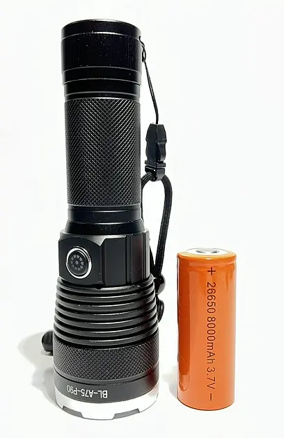 Ручний ліхтар BL-A75-P90 zoom + Type-C + 26650 (3xAAA) 5 режимів - фото 2