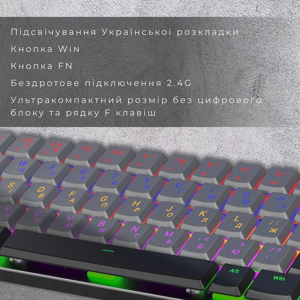 Клавіатура GamePro MK122R Red Switch Low Profile Wireless Dark Gray (MK122R) - фото 6