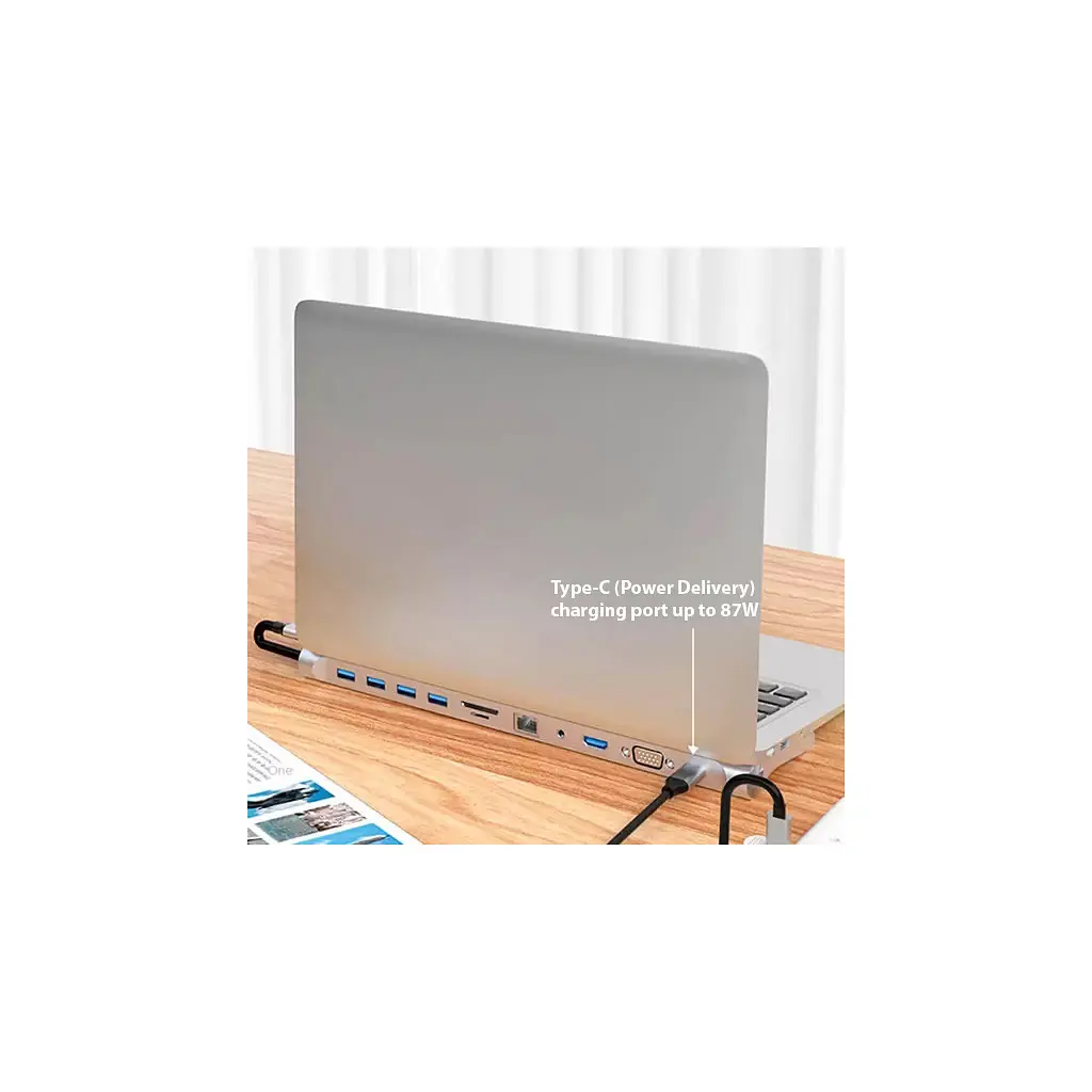 Порт-реплікатор Dynamode 11-in-1 USB-C to HDTV 4K/30Hz, VGA, 1хUSB3.0, RJ45, Type-C PD, Audio, SD/MicroSD (BYL-2003) - фото 6
