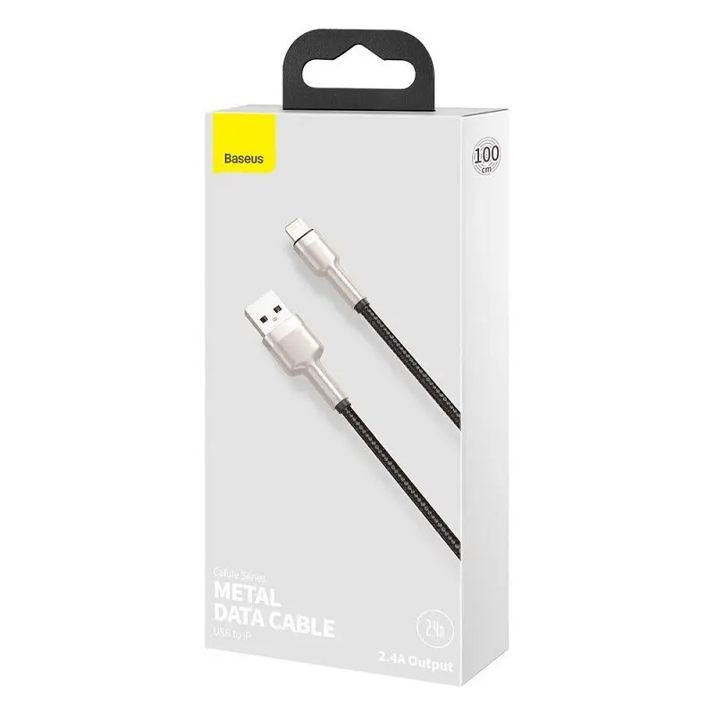 Дата кабель Baseus Cafule Metal USB to Lightning 2.4A (1m) (CALJK-A0) Black - фото 5