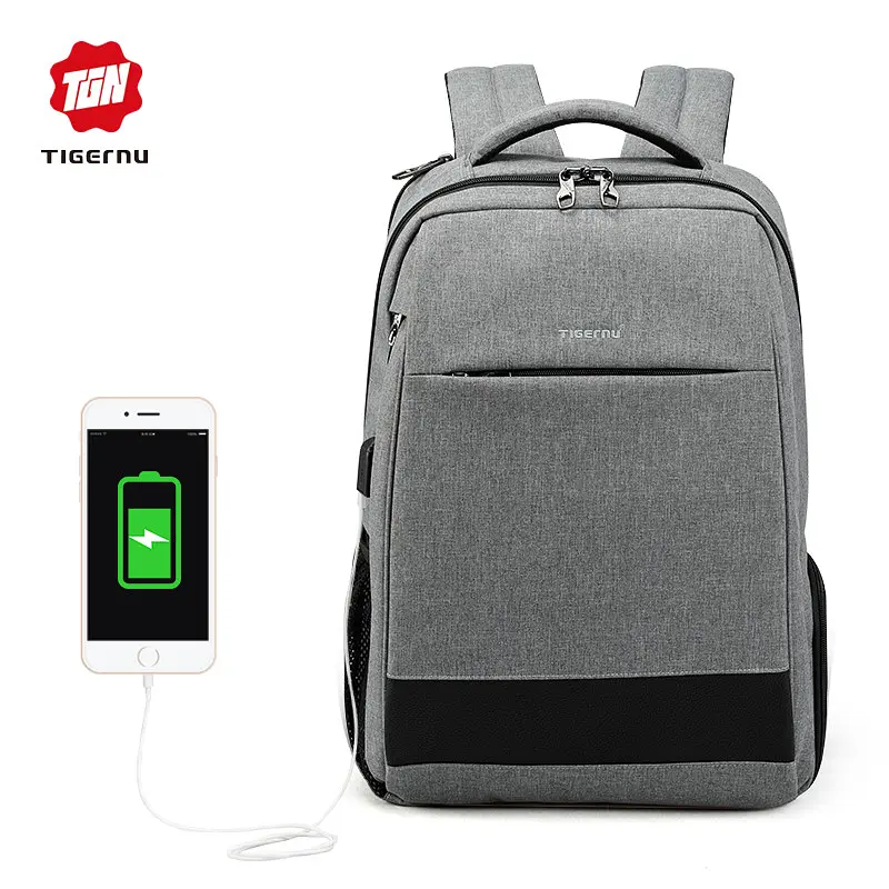 Рюкзак міський офісний Tigernu T-B3516 21л з USB для ноутбука 15.6" Grey (17052) - фото 6