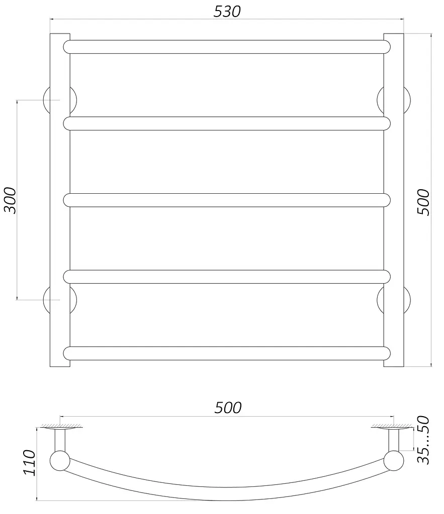 Водяна рушникосушка Unio LD W 500-500-5 Драбинка Дуга, Хром - фото 4