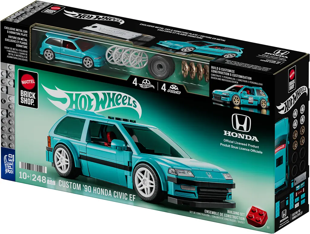 Колекційна машинка-конструктор Hot Wheels Mattel Brick Shop Speed Honda Custom 90 Civic EF (JHF62) - фото 8