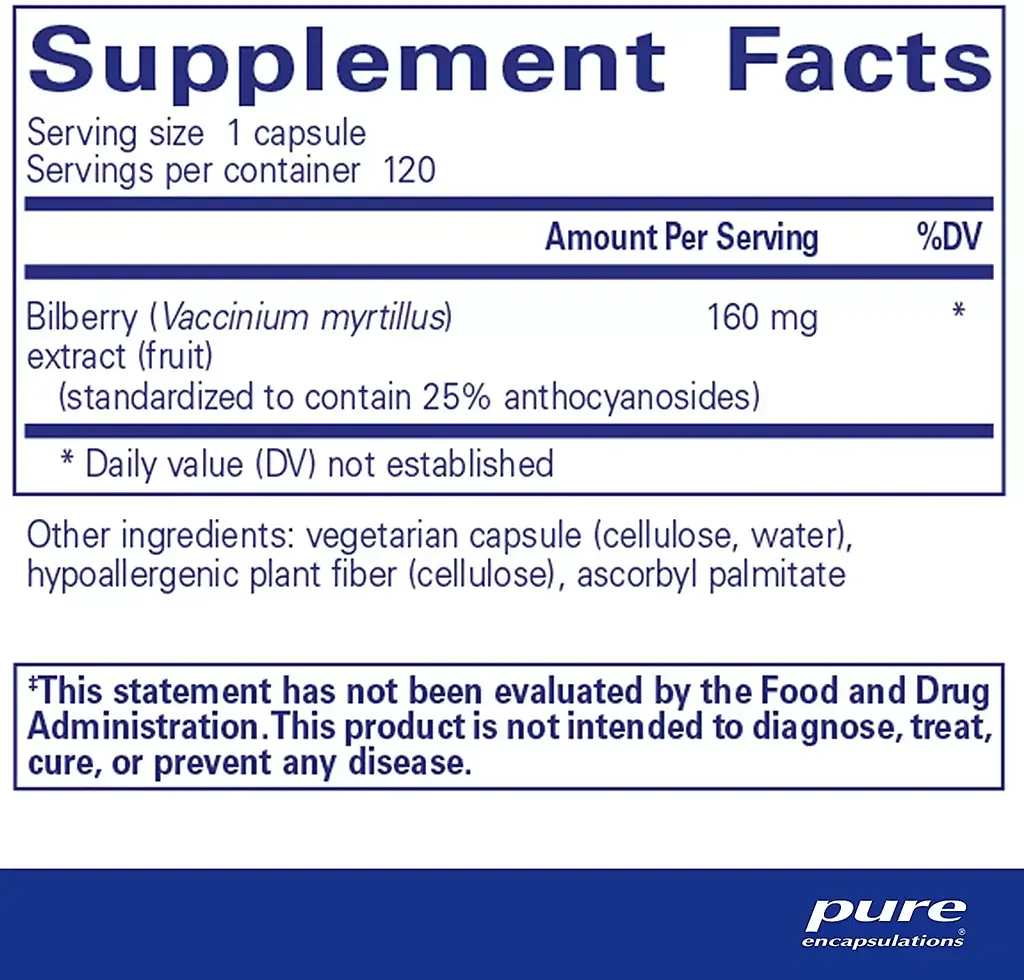 Екстракт чорниці Pure Encapsulations Bilberry 160 мг 120 капсул - фото 2