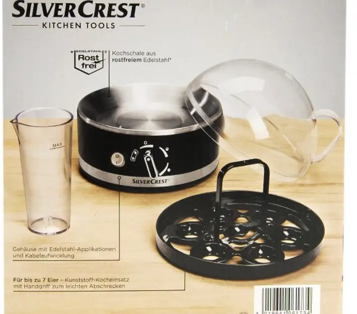 Електрична яєчнарка SilverCrest SED 400 A1 на 6 яєць Німеччина чорний - фото 4
