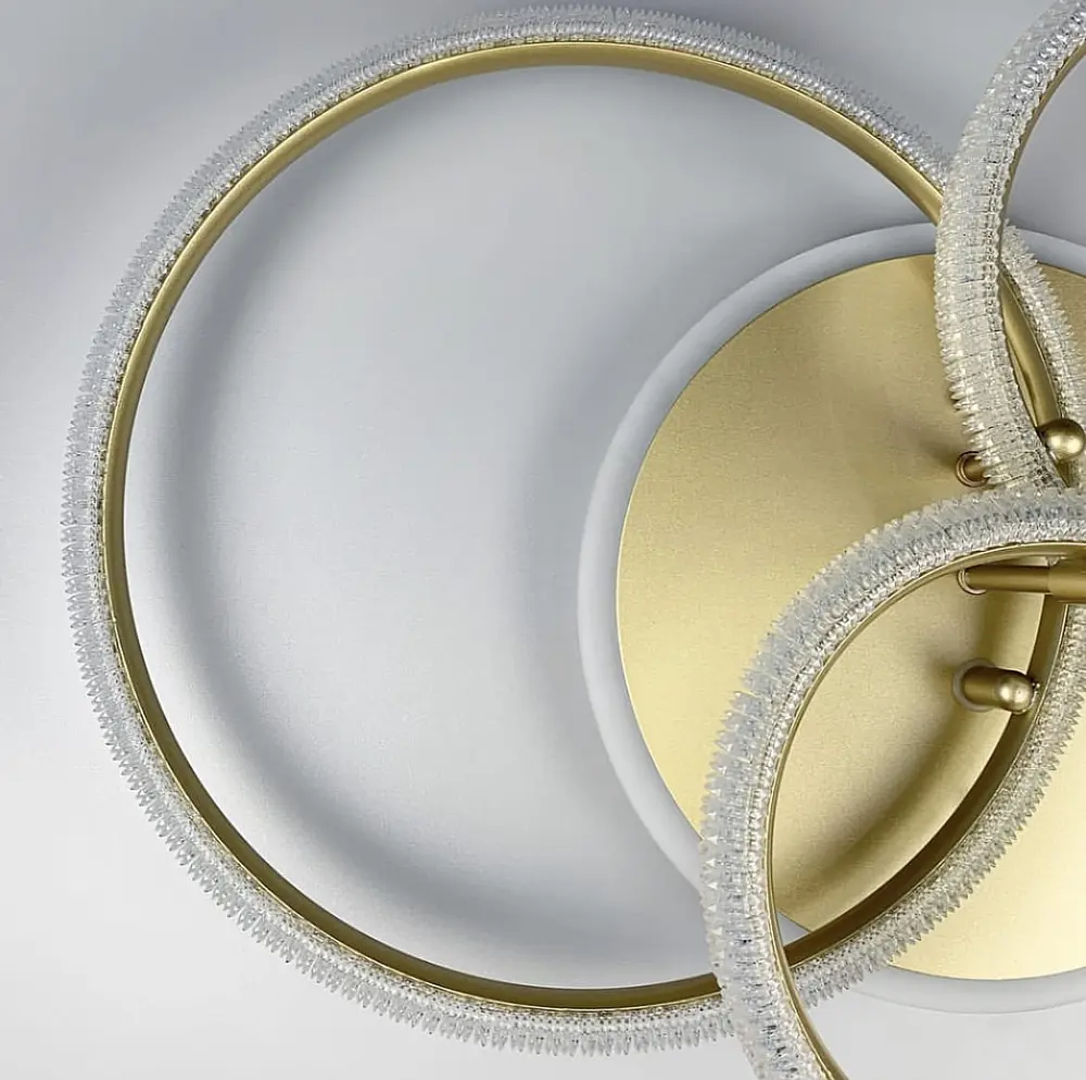 Современная светодиодная люстра на 3 кольца в золотистом корпусе с акрилом, имитирующая фактурный хрусталь Ст. A 77065/3B RGB SG | Line F - фото 5