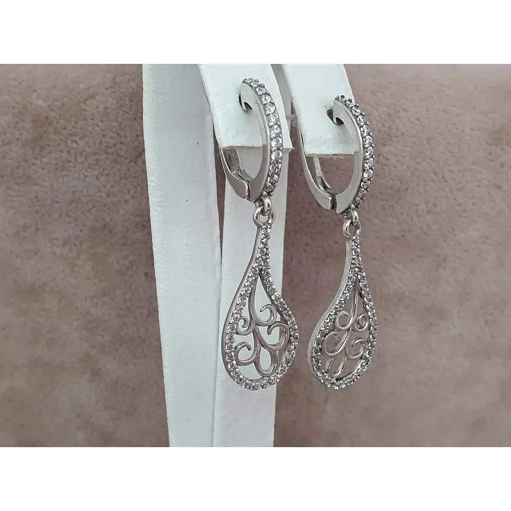 Срібні сережки Агні ОБІЙМИ з фіанітами. 2740/9Р-CZ - фото 3