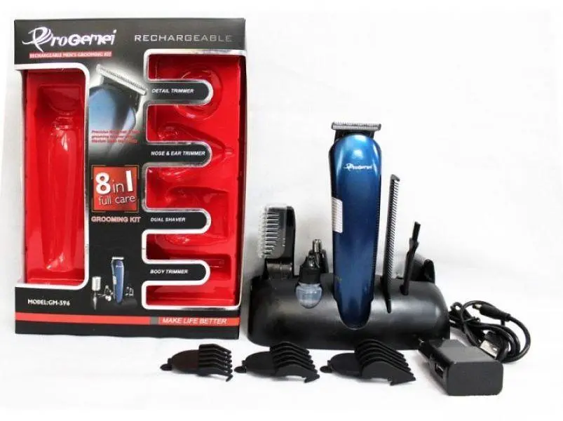 Машинка для стрижки волосся Gemei GM-596 8 в 1 Синій - фото 7