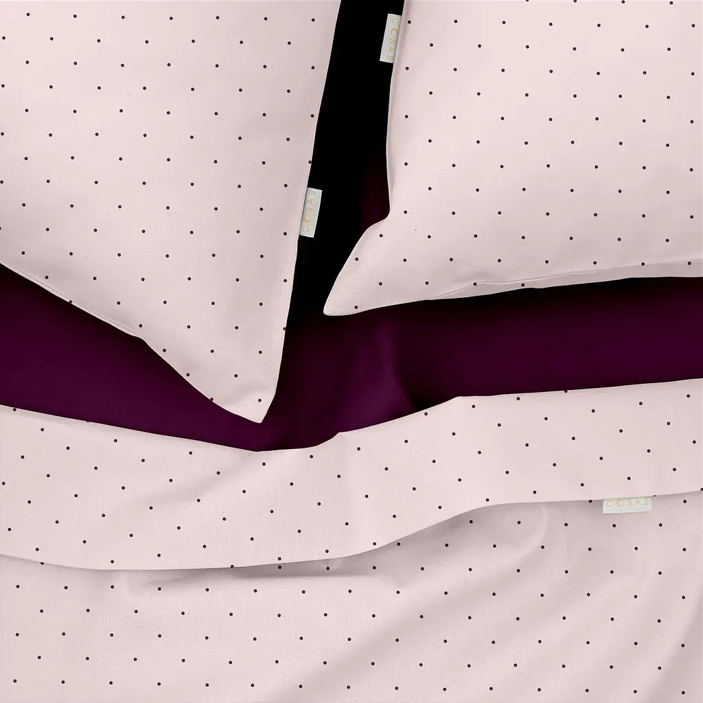 Комплект постільної білизни Cosas полуторний MINI DOTS CS21 160 x 220 см (DotsGreyRose_77CherryDark_160) - фото 3
