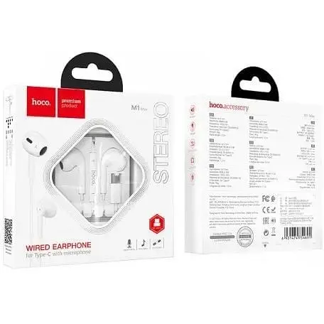 Навушники Hoco Type-C crystal earphones with mic M1 Max чорні - фото 2