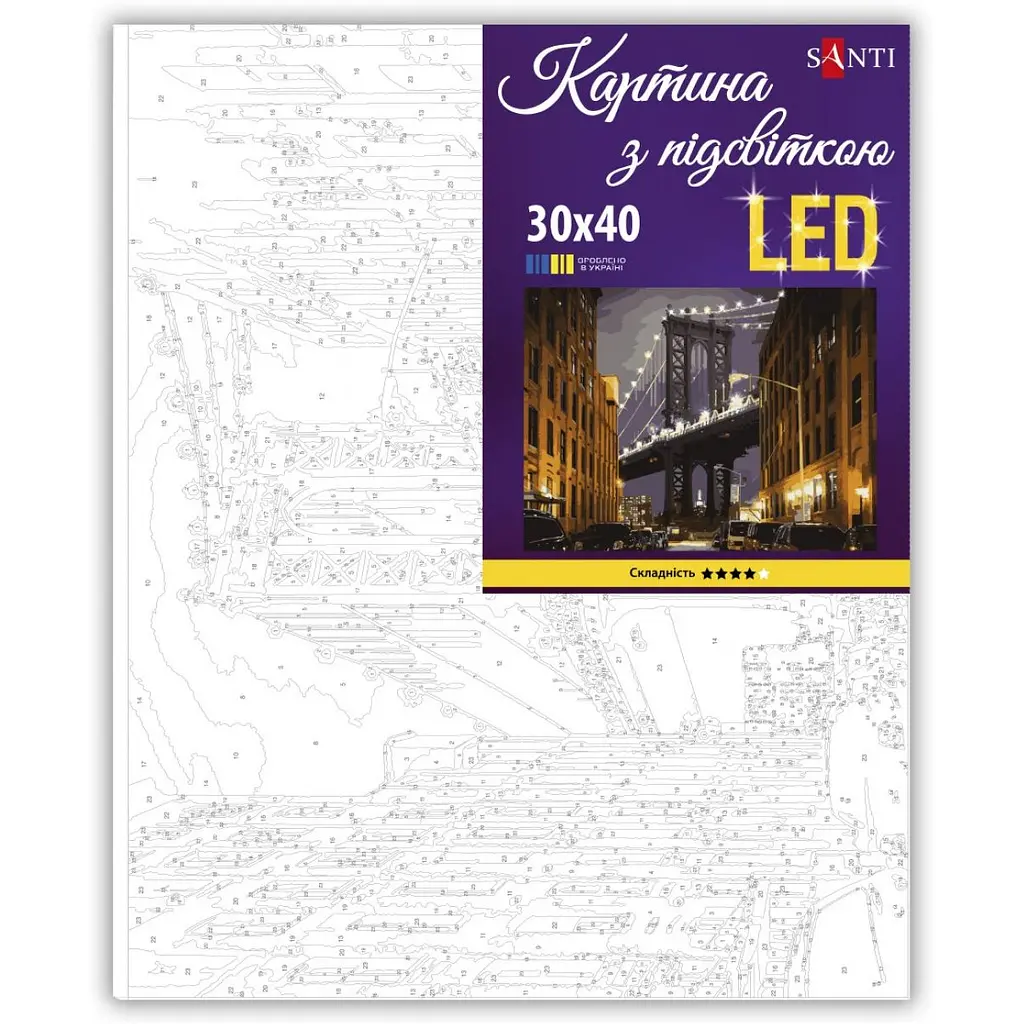 Картина за номерами Santi Бруклінський міст 30х40 см LED підсвітка (956445) - фото 2