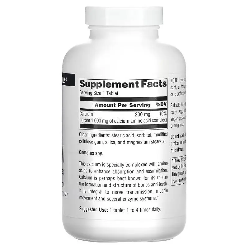 Вітаміни та мінерали Source Naturals Calcium 250 таблеток - фото 2