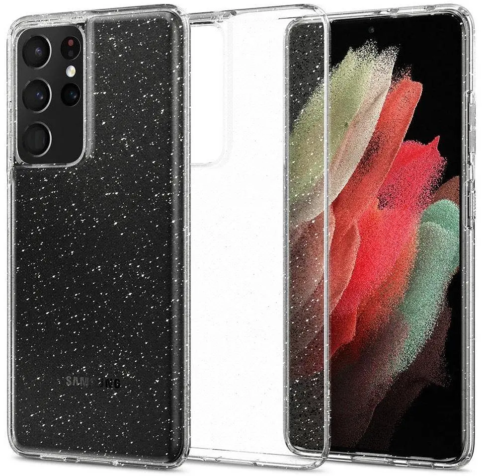 Чохол прозорий протиударний із блискітками Spigen Liquid Crystal Glitter ACS02348 для Samsung Galaxy S21 Ultra (6.8") - фото 10