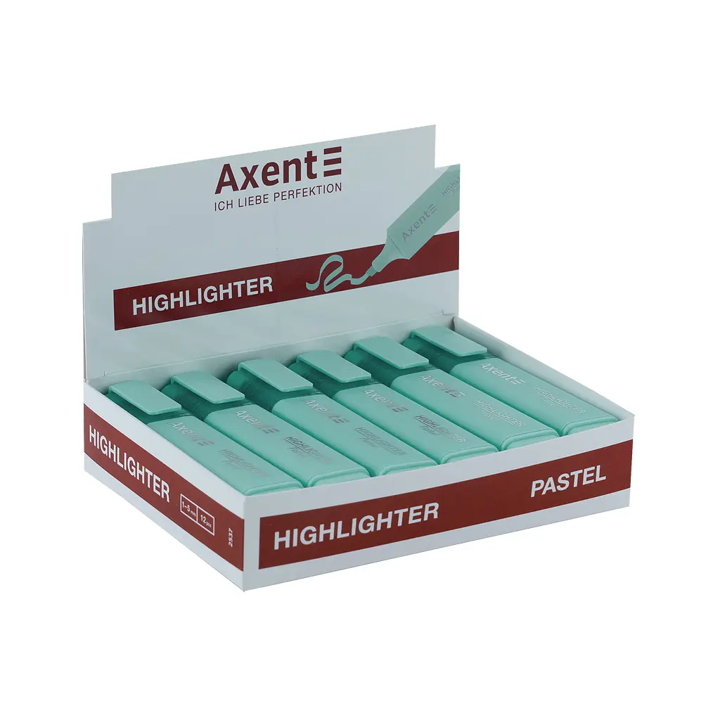 Маркер Axent Highlighter 2537-A, 1-5 мм клиноп. пастель бірюзовий (2537-09-A) - фото 2