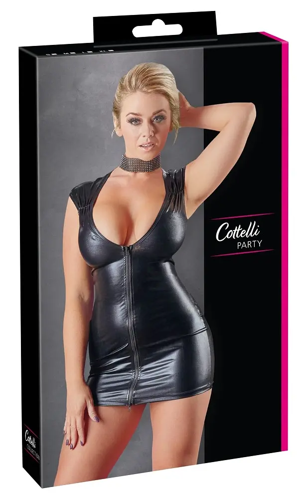 Міні-сукня Cottelli Party Wet Look Zip, L (чорний) - фото 6