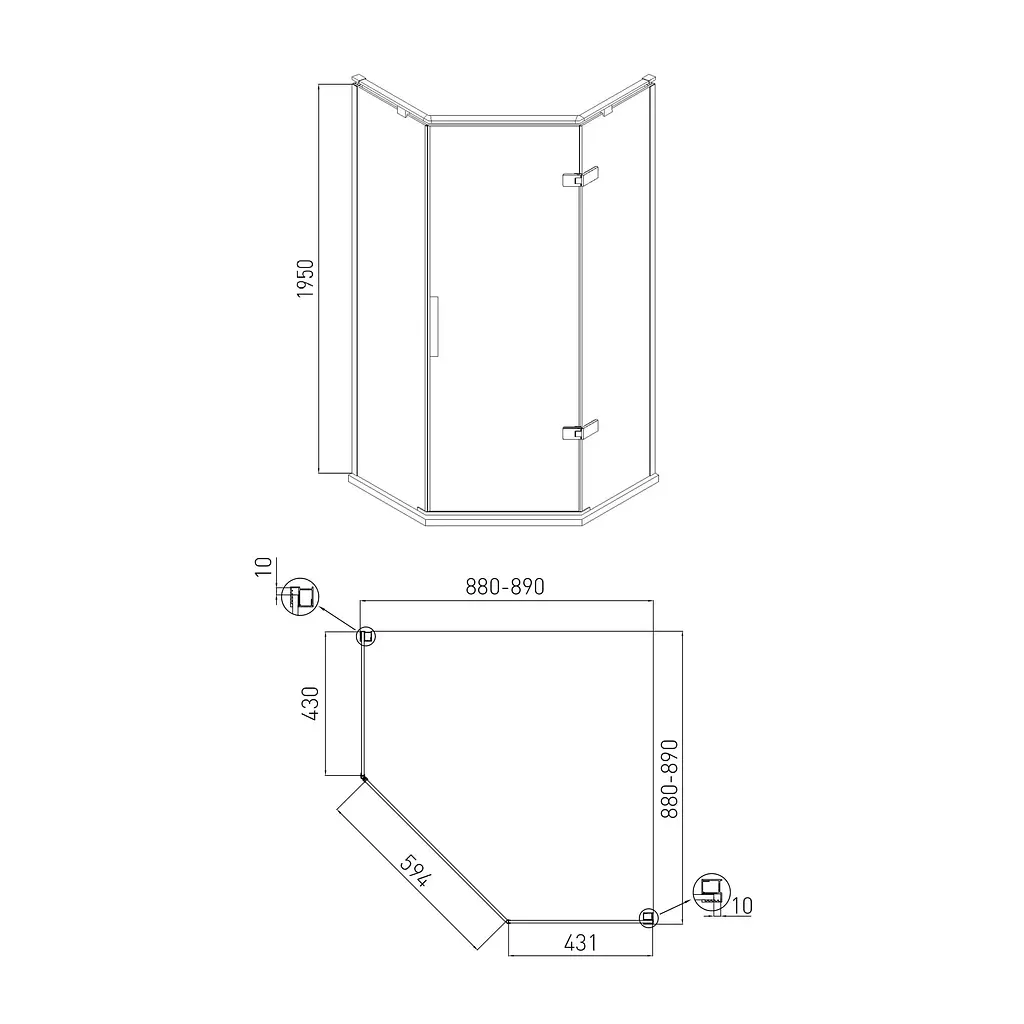 Душова кабіна Volle Nemo 90x90 (без піддону) 10-22-170Rglass - фото 2