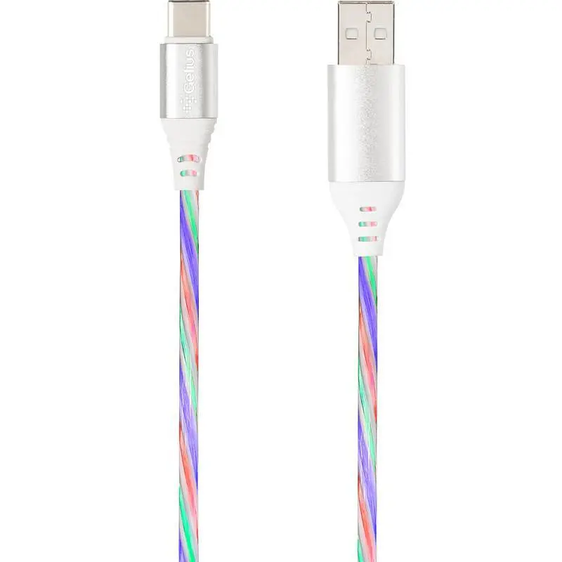 USB кабель Gelius Pro LED RGB GP-UC06c Type-C Silver - фото 3