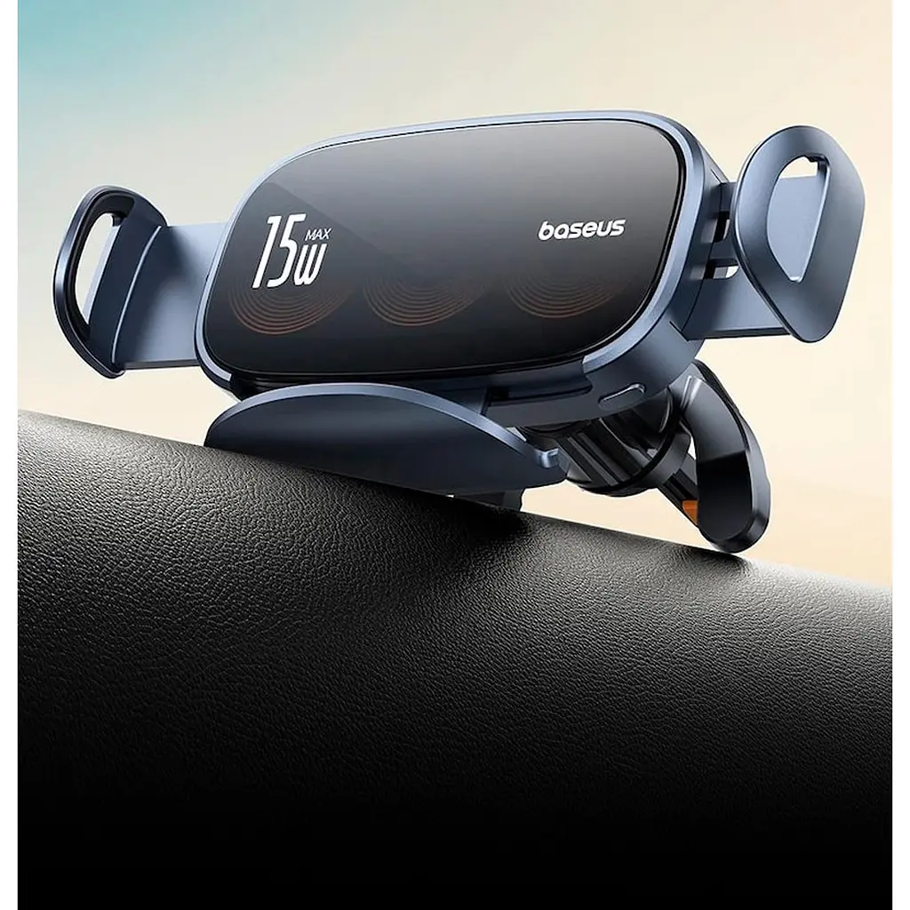 Автотримач із бездротовою зарядкою Baseus LightChaser Series Triple-Coil 15W Black (C40355901111-00) [124906] - фото 10