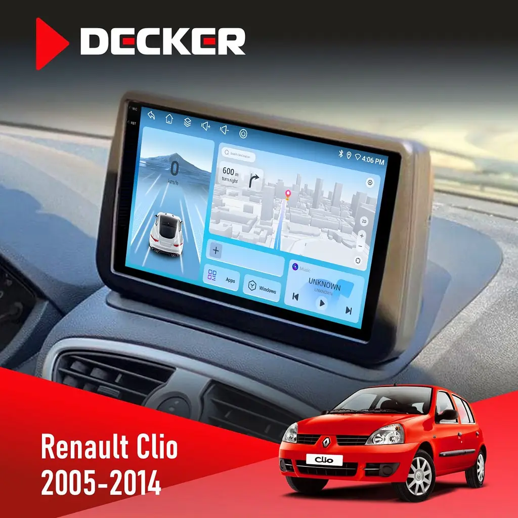 Штатна магнітола Renault Clio 2005-2014 Decker D9-010 6x128, DSP, 4G, 2K Decker (НФ-00004774)