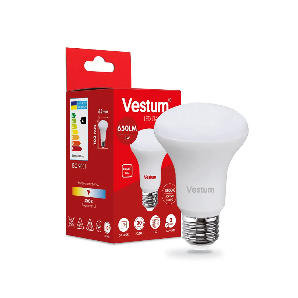 Лампочка Vestum LED R63 8W 4100K 220V E27 (1-VS-1403) - фото 2