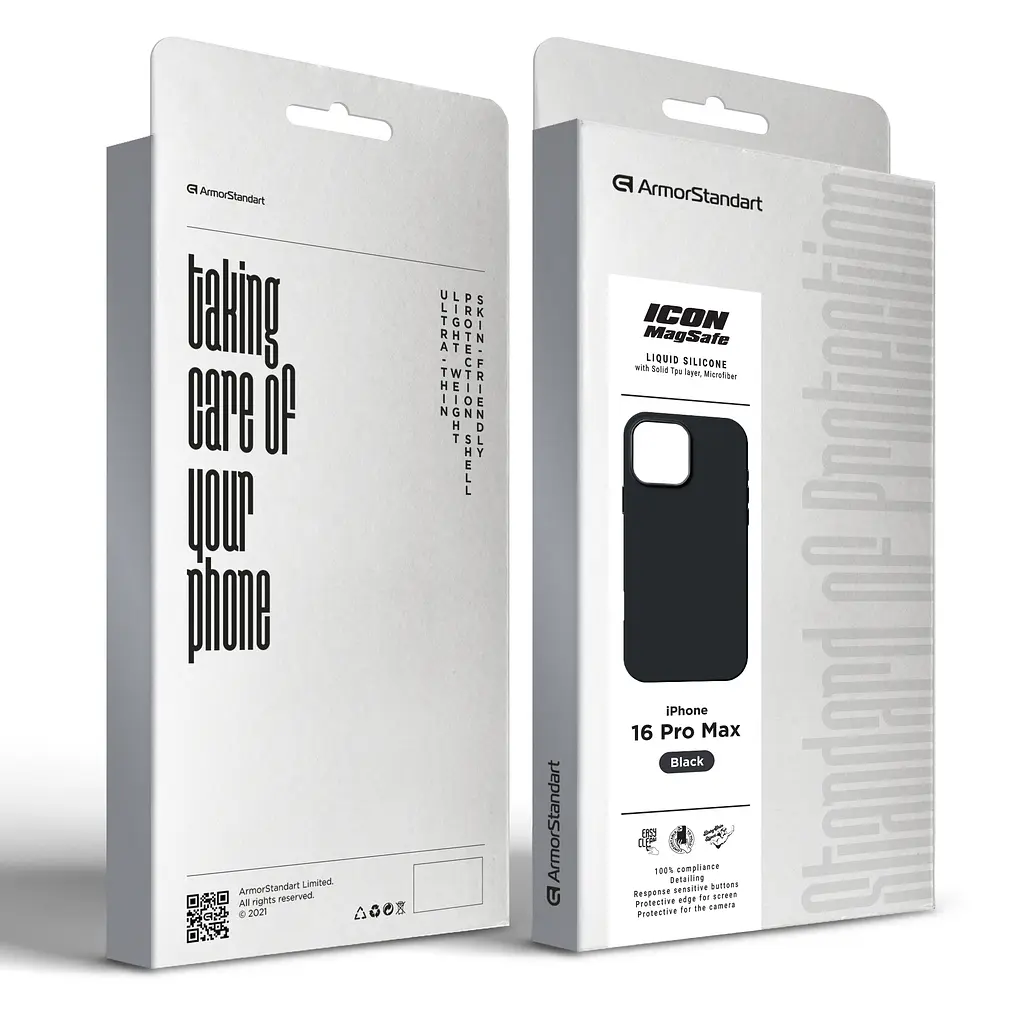 Силиконовый чехол с MagSafe для Apple iPhone 16 Pro Max, ICON2 MagCase, черный, противоударный, панель с мягкой подкладкой, защита всего корпуса, поддержка беспроводной зарядки, совместим с защитными стеклами и пленками, ArmorStandart (ARM78681) - фото 10