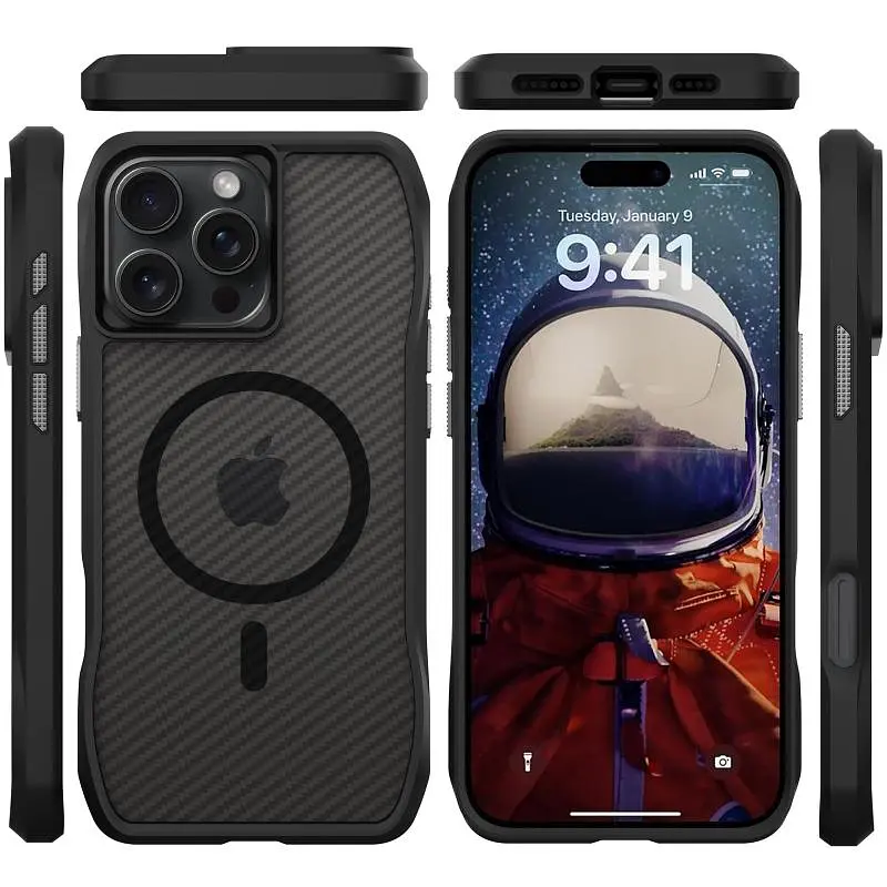 Чехол TPU Space Octagon with MagSafe для Apple iPhone 16 Pro Max (6.9) Carbon Black - фото 3