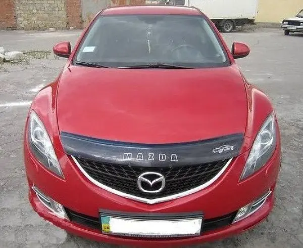 Дефлектор капоту мухобійка для Mazda 6 2008-2012 Євро Кріплення (Vip Tuning) - фото 2