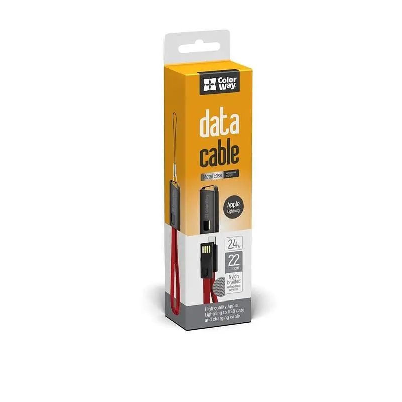 Кабель ColorWay USB - Lightning (M/M), 2.4 А, 0.22 м, Red (CW-CBUL021-RD) - фото 2