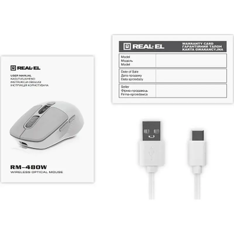 Мишка REAL-EL RM-480W Wireless/Bluetooth White (EL123200050) - фото 7