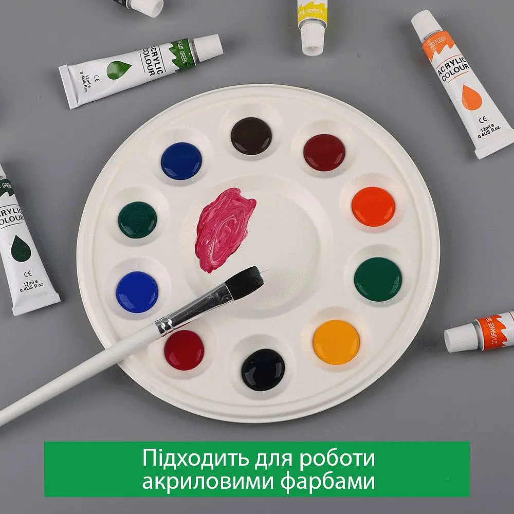 Палітра SINOART, бамбукова, біорозкладна, діаметр 18,7 см, 10 лунок, 10 шт в упаковці - фото 9