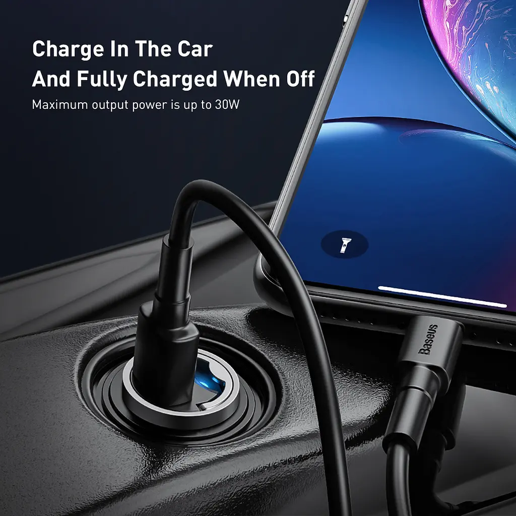 Адаптер автомобильный BASEUS Tiny Star Mini PPS Car Charge Type-C Port 30 W (VCHX-B04) бордовый - фото 6