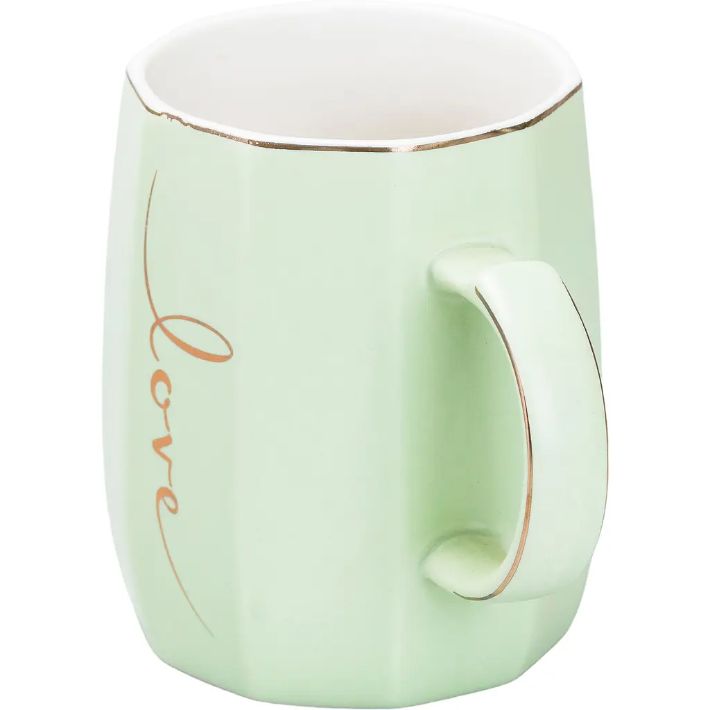 Чашка керамічна Happy Life Love 400 мл зелена HP7188GR - фото 2