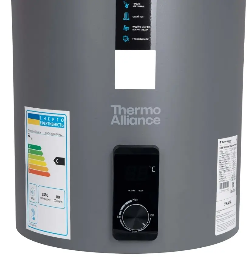 Водонагреватель электрический Thermo Alliance, 2 кВт, сухой ТЭН, 100 вертикальный, цилиндрический, серый (D100V20J3(D)KG) - фото 4
