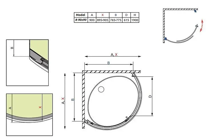 Душова кабіна Radaway Premium Plus B 90x90x190 скло графіт 30473-01-05N - фото 4
